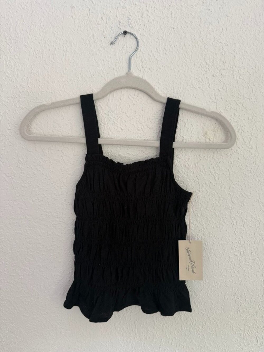 Universal Thread Black Smocked Ruffle Tank Top NWT